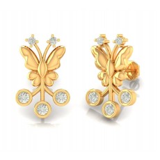 Butterfly White Stone Stud
